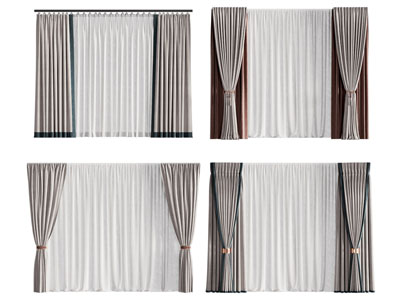 现代布艺窗帘窗纱3d模型 现代布艺窗帘窗纱