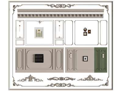 欧式雕花石膏线条 角线 护墙板 背景墙3d模型 欧式雕花石膏线条 角线 护墙板 背景墙