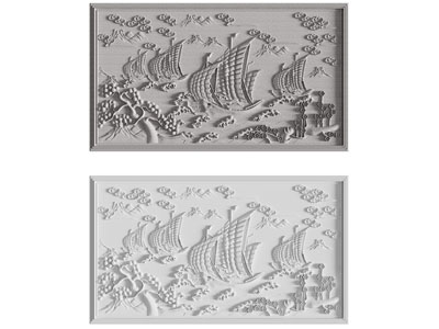 新中式帆船浮雕 装饰挂画3d模型 新中式帆船浮雕 装饰挂画
