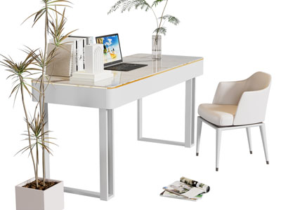 现代书桌椅组合3d模型 现代书桌椅组合