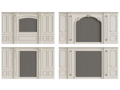 美式电视背景墙3d模型 美式电视背景墙