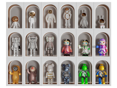 现代宇航员 雕塑雕刻摆件组合