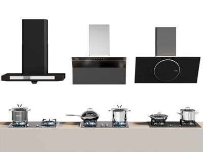 现代抽油烟机 燃气灶 锅具 厨房电器3d模型 现代抽油烟机 燃气灶 锅具 厨房电器