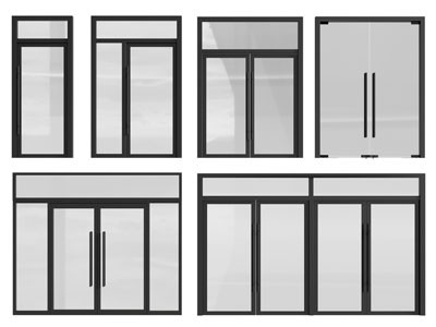 现代办公玻璃双开门 平开门 大门