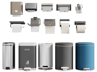 现代金属可踩踏垃圾桶 卷纸盒