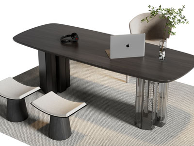 现代书桌椅组合3d模型 现代书桌椅组合