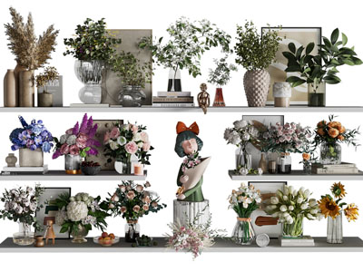 现代花瓶花卉 摆件组合