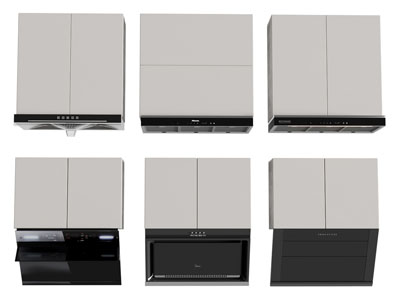 现代带吊柜的抽油烟机3d模型 现代带吊柜的抽油烟机