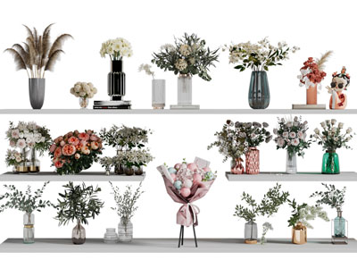 现代花瓶花卉 摆件组合