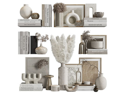 侘寂风书籍 花瓶摆件组合