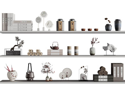 新中式书籍 茶罐 饰品摆件组合