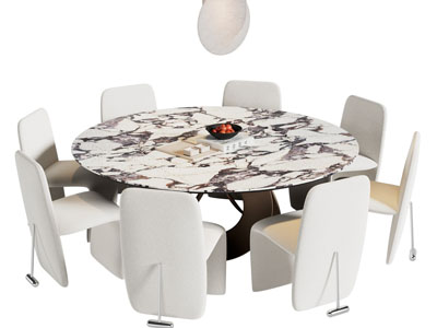 现代圆形餐桌椅组合