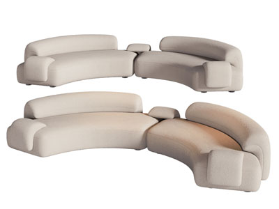 现代弧形多人沙发