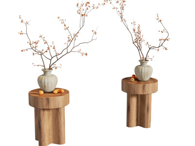 侘寂风陶艺花瓶花卉