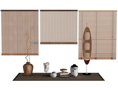 现代百叶窗帘 拉帘 竹帘3d模型 现代百叶窗帘 拉帘 竹帘