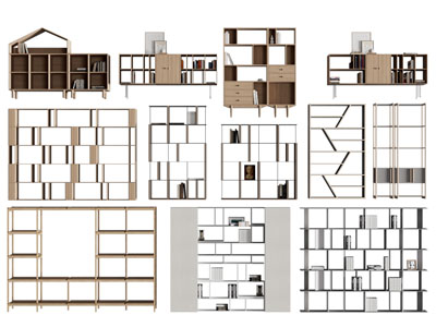 现代开放式装饰架 书柜 边柜3d模型 现代开放式装饰架 书柜 边柜