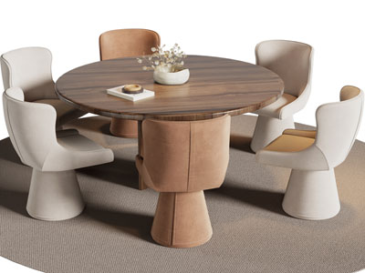 现代圆形餐桌椅组合