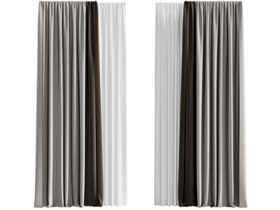 现代布艺窗帘窗纱3d模型 现代布艺窗帘窗纱