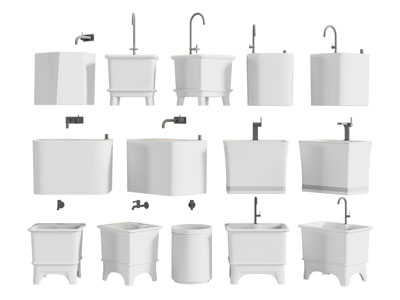 现代陶瓷拖把池 水龙头