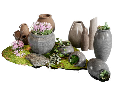 新中式陶瓷器皿 花卉花草景观园艺小品