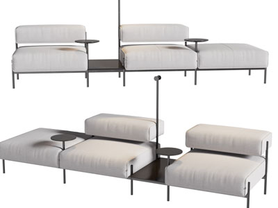 现代布艺多人沙发