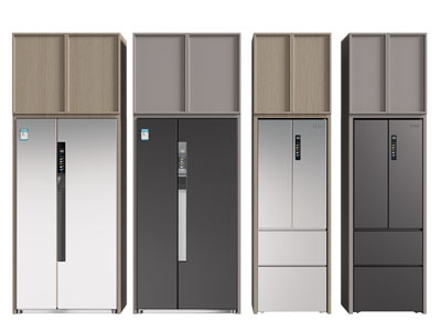 现代嵌入柜体的电冰箱3d模型 现代嵌入柜体的电冰箱