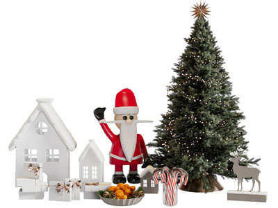 现代圣诞节日圣诞树 圣诞老人美陈 摆件组合