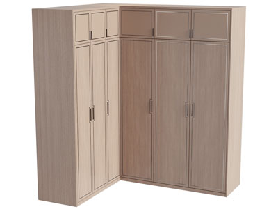 新中式转角实木衣柜3d模型 新中式转角实木衣柜