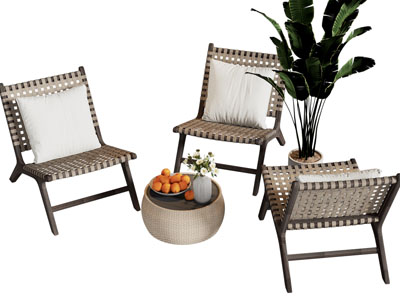 新中式户外编织休闲椅子 茶几