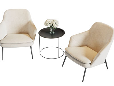 现代休闲椅子 边几