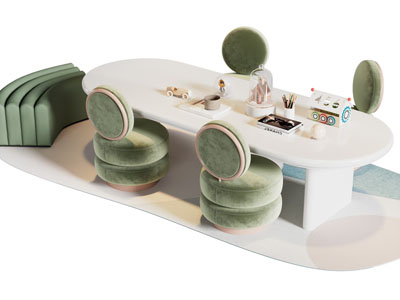 现代椭圆形儿童桌椅组合 手工桌椅组合