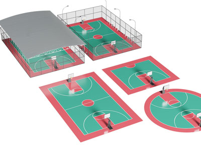 现代篮球场 体育设备3d模型 现代篮球场 体育设备
