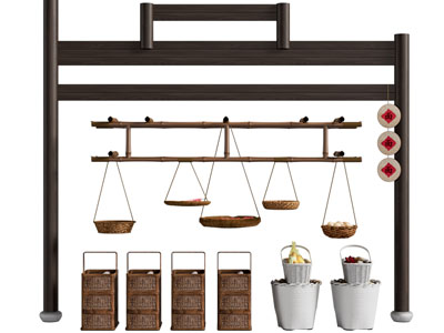 新中式竹筐农产品展示展览