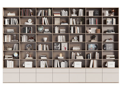 现代实木开放式书柜3d模型 现代实木开放式书柜