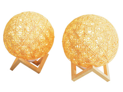 现代藤编球形灯罩台灯