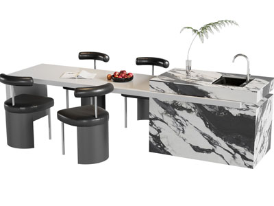 现代大理石吧台餐桌椅组合