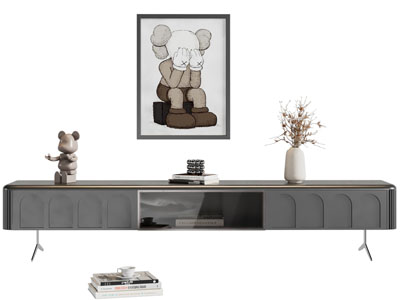 现代电视柜 装饰挂画3d模型 现代电视柜 装饰挂画