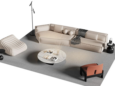 现代布艺异形多人沙发 懒人沙发 茶几组合