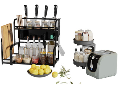 现代调料瓶收纳架 吐司机 厨具组合