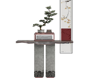 新中式装饰挂画 松树盆景盆栽摆件