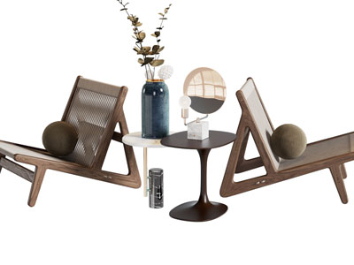 侘寂风实木休闲椅子 边几