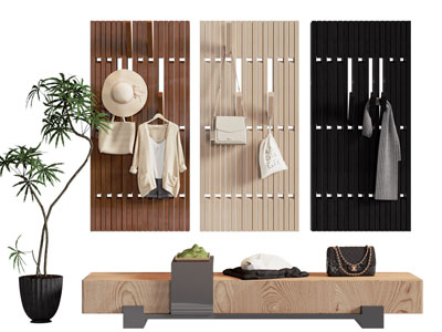 现代实木墙面可收缩衣架 墙饰