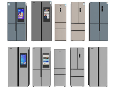 现代双开门 上下门电冰箱3d模型 现代双开门 上下门电冰箱
