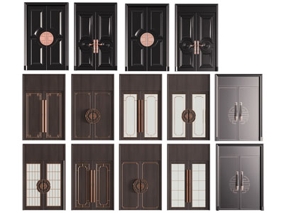 新中式双开门 入户平开门 玻璃门