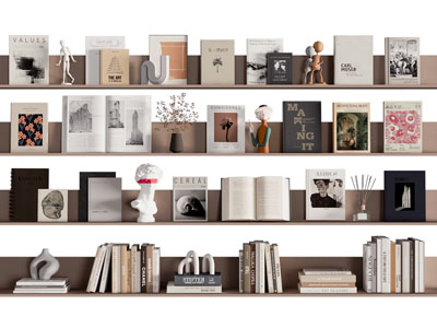 现代墙面实木植物装饰架 书架3d模型 现代墙面实木植物装饰架 书架