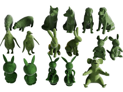 现代景观卡通动物灌木植物