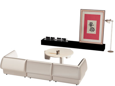 新中式电视柜 多人沙发 地画