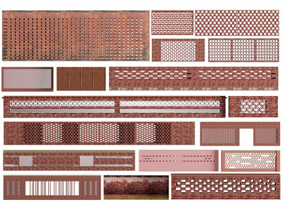 现代红砖镂空围墙 花墙 砖砌景观墙3d模型 现代红砖镂空围墙 花墙 砖砌景观墙