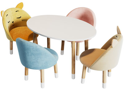 现代卡通造型的儿童桌椅组合