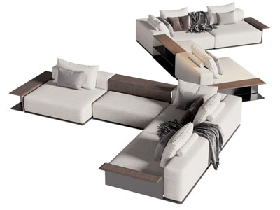 现代转角多人沙发